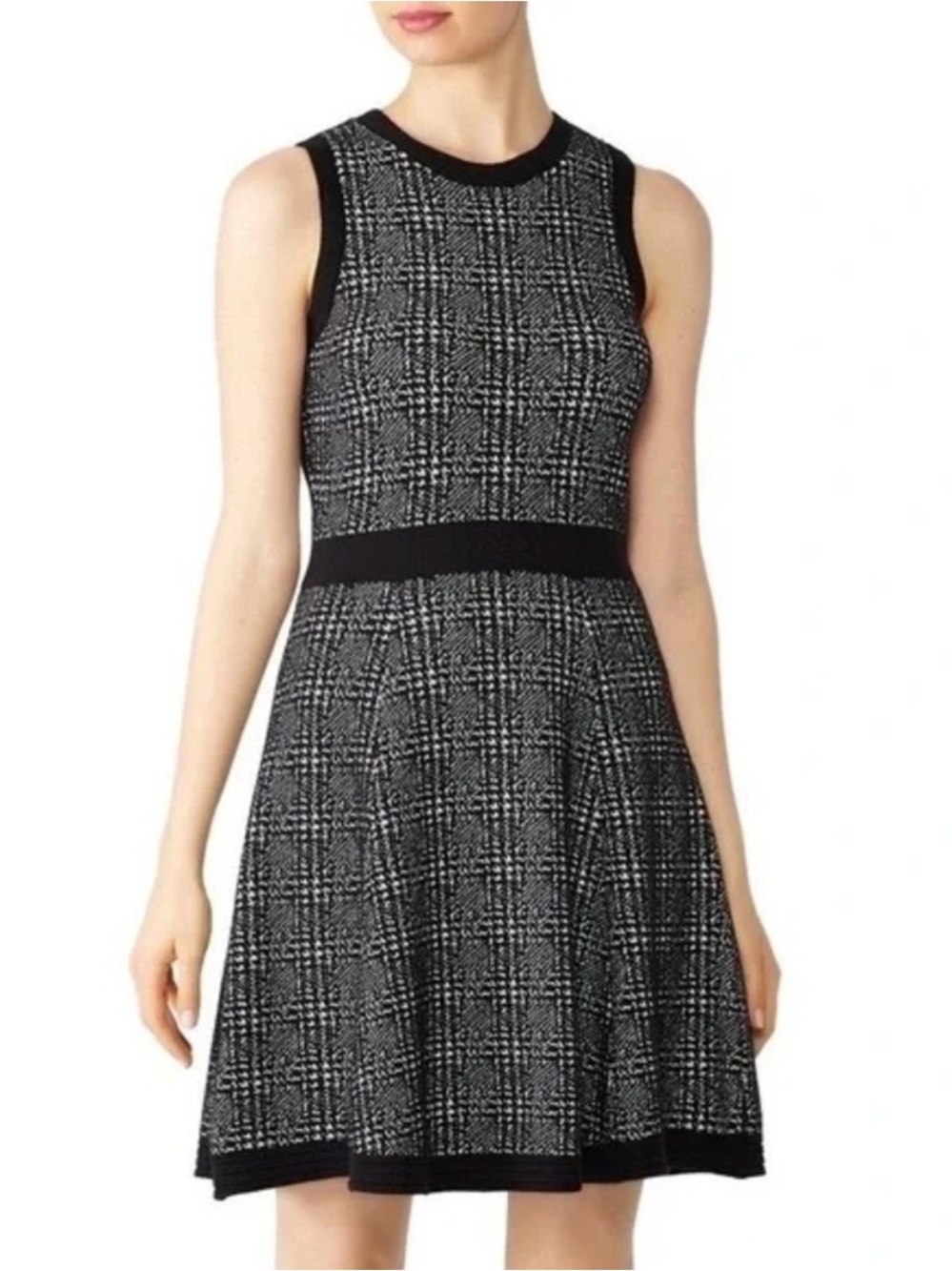 Kate Spade Sleeveless Mod Plaid Knit Sweater Swing Dress XL